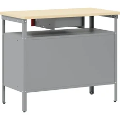 vidaXL Arbejdsbænk Rød og Grå 100 x 55 x 85 cm Ingeniørtræ og stål