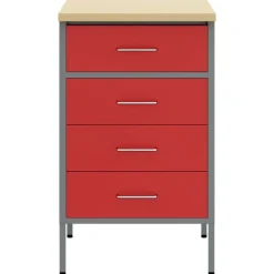 vidaXL Arbejdsbænk Rød og Grå 50 x 55 x 85 cm Ingeniørtræ og stål