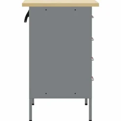 vidaXL Arbejdsbænk Rød og Grå 50 x 55 x 85 cm Ingeniørtræ og stål
