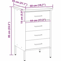 vidaXL Arbejdsbænk Rød og Grå 50 x 55 x 85 cm Ingeniørtræ og stål