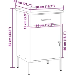 vidaXL Arbejdsbænk Rød og Grå 50 x 55 x 85 cm Ingeniørtræ og stål