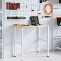 vidaXL arbejdsbænk 100x60x(71,5-98) cm massivt egetræ rektangulær
