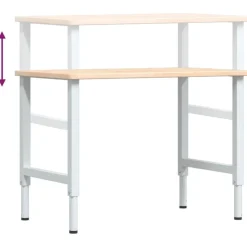 vidaXL arbejdsbænk 100x60x(71,5-98) cm massivt egetræ rektangulær