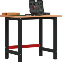 vidaXL arbejdsbænk 100x60x81,5 cm massivt bøgetræ rektangulær