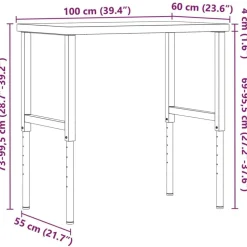 vidaXL arbejdsbænk 100x60x(73-99,5) cm massivt akacietræ rektangulær