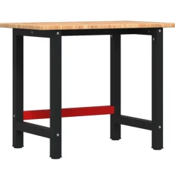 vidaXL arbejdsbænk 100x60x81,5 cm massivt egetræ rektangulær lysebrun