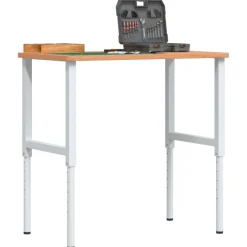 vidaXL arbejdsbænk 100x60x(71,5-98) cm massivt bøgetræ rektangulær