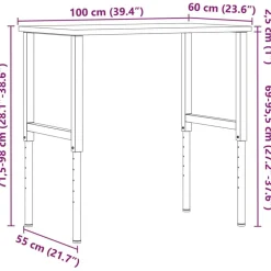 vidaXL arbejdsbænk 100x60x(71,5-98) cm massivt bøgetræ rektangulær