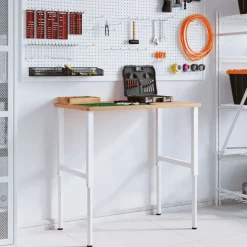 vidaXL arbejdsbænk 100x60x(71,5-98) cm massivt bøgetræ rektangulær