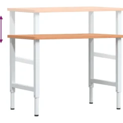 vidaXL arbejdsbænk 100x60x(71,5-98) cm massivt bøgetræ rektangulær