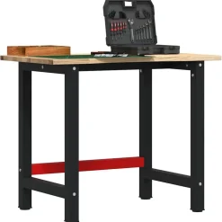 vidaXL arbejdsbænk 100x60x81,5 cm massivt egetræ