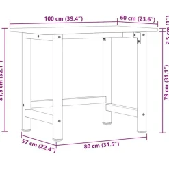 vidaXL arbejdsbænk 100x60x81,5 cm massivt egetræ