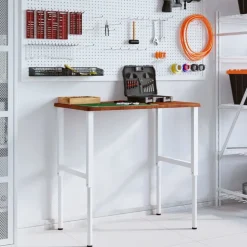 vidaXL arbejdsbænk 100x60x(71,5-98) cm massivt egetræ rektangulær