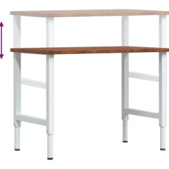 vidaXL arbejdsbænk 100x60x(71,5-98) cm massivt egetræ rektangulær