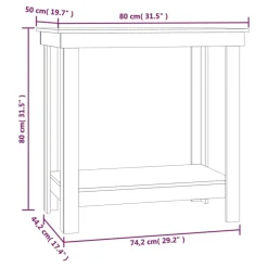 vidaXL arbejdsbord 80x50x80 cm massivt fyrretræ