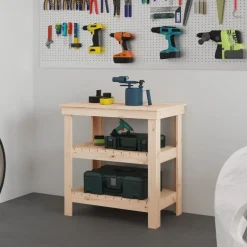 vidaXL arbejdsbord 78,5x50x80 cm massivt fyrretræ