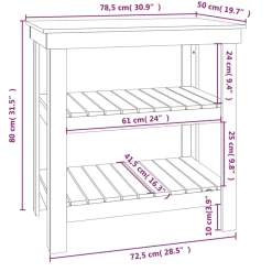 vidaXL arbejdsbord 78,5x50x80 cm massivt fyrretræ