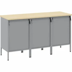 vidaXL Arbejdsskab med skuffe 3 pcs Rød og Grå 150 x 55 x 85 cm