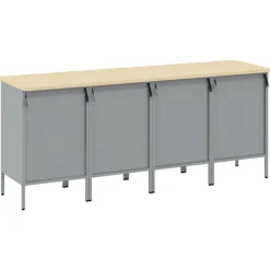 vidaXL Arbejdsskab med skuffe 4 pcs Rød og Grå 200 x 55 x 85 cm
