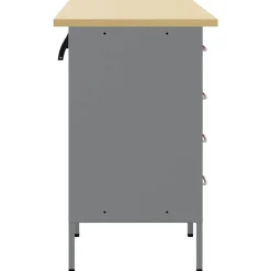 vidaXL Arbejdsskab med skuffe 3 pcs Rød og Grå 150 x 55 x 85 cm