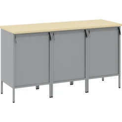 vidaXL Arbejdsskab med skuffe 3 pcs Rød og Grå 150 x 55 x 85 cm