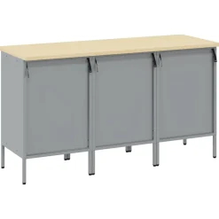 vidaXL Arbejdsskab med skuffe 3 pcs Rød og Grå 150 x 55 x 85 cm