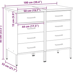 vidaXL Arbejdsskab med skuffe 2 pcs Rød og Grå 100 x 55 x 85 cm