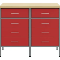 vidaXL Arbejdsskab med skuffe 2 pcs Rød og Grå 100 x 55 x 85 cm