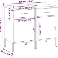 vidaXL Arbejdsskab med skuffe 2 pcs Rød og Grå 100 x 55 x 85 cm