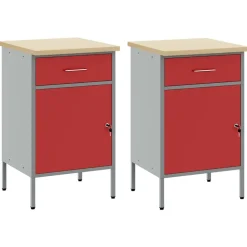 vidaXL Arbejdsskab med skuffe 2 pcs Rød og Grå 100 x 55 x 85 cm