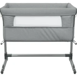 vidaXL babyseng med madras linnedstof lysegrå