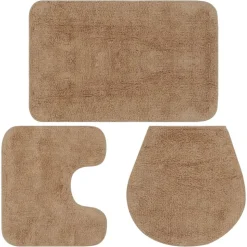 vidaXL bademåttesæt i 3 dele stof beige