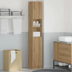 vidaXL badeværelsesskab håndlavet eg 32x25,5x190 cm konstrueret træ