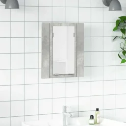 vidaXL badeværelsesskab m. spejl og LED-lys 40x12x45 cm akryl betongrå