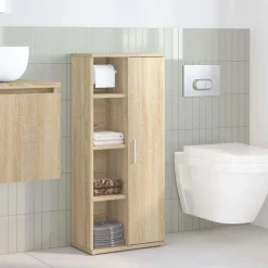 vidaXL badeværelsesskab med rulleholder 39x22x90 cm sonoma-eg