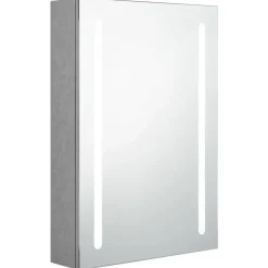 vidaXL badeværelsesskab med spejl + LED-lys 50x13x70 cm betongrå