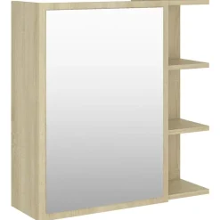vidaXL badeværelsesskab spejl 62,5x20,5x64cm konstrueret træ sonoma-eg
