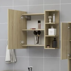vidaXL badeværelsesskab spejl 62,5x20,5x64cm konstrueret træ sonoma-eg
