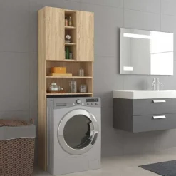 vidaXL badeværelsesskab til vaskemaskine 64x25,5x190 cm sonoma-eg