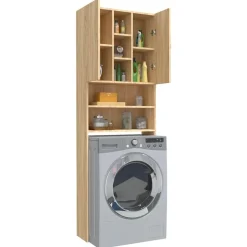 vidaXL badeværelsesskab til vaskemaskine 64x25,5x190 cm sonoma-eg