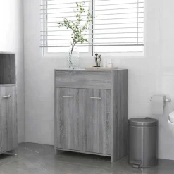 vidaXL badeværelsesskab 60x33x80 cm konstrueret træ grå sonoma-eg