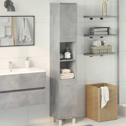 vidaXL badeværelsesskab 30x30x179 cm spånplade betongrå