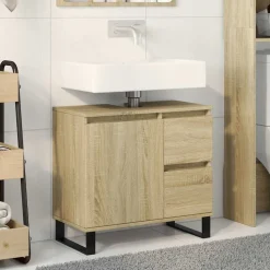 vidaXL badeværelsesskab 65x33x60 cm konstrueret træ sonoma-eg