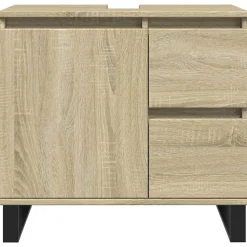 vidaXL badeværelsesskab 65x33x60 cm konstrueret træ sonoma-eg