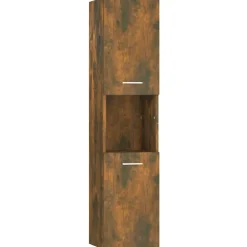 vidaXL badeværelsesskab 30x30x130 cm konstrueret træ røget egetræ
