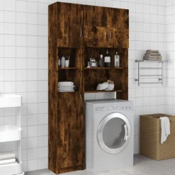 vidaXL badeværelsesskab 32x25,5x190 cm konstrueret træ røget egetræ
