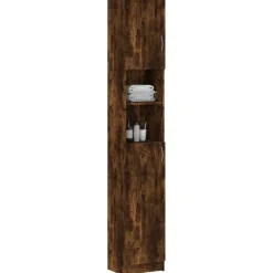 vidaXL badeværelsesskab 32x25,5x190 cm konstrueret træ røget egetræ