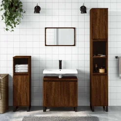 vidaXL badeværelsesskab 58x33x60 cm konstrueret træ brun egetræsfarve
