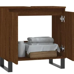 vidaXL badeværelsesskab 58x33x60 cm konstrueret træ brun egetræsfarve