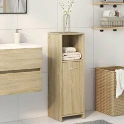 vidaXL badeværelsesskab 30x30x95 cm konstrueret træ sonoma-eg
